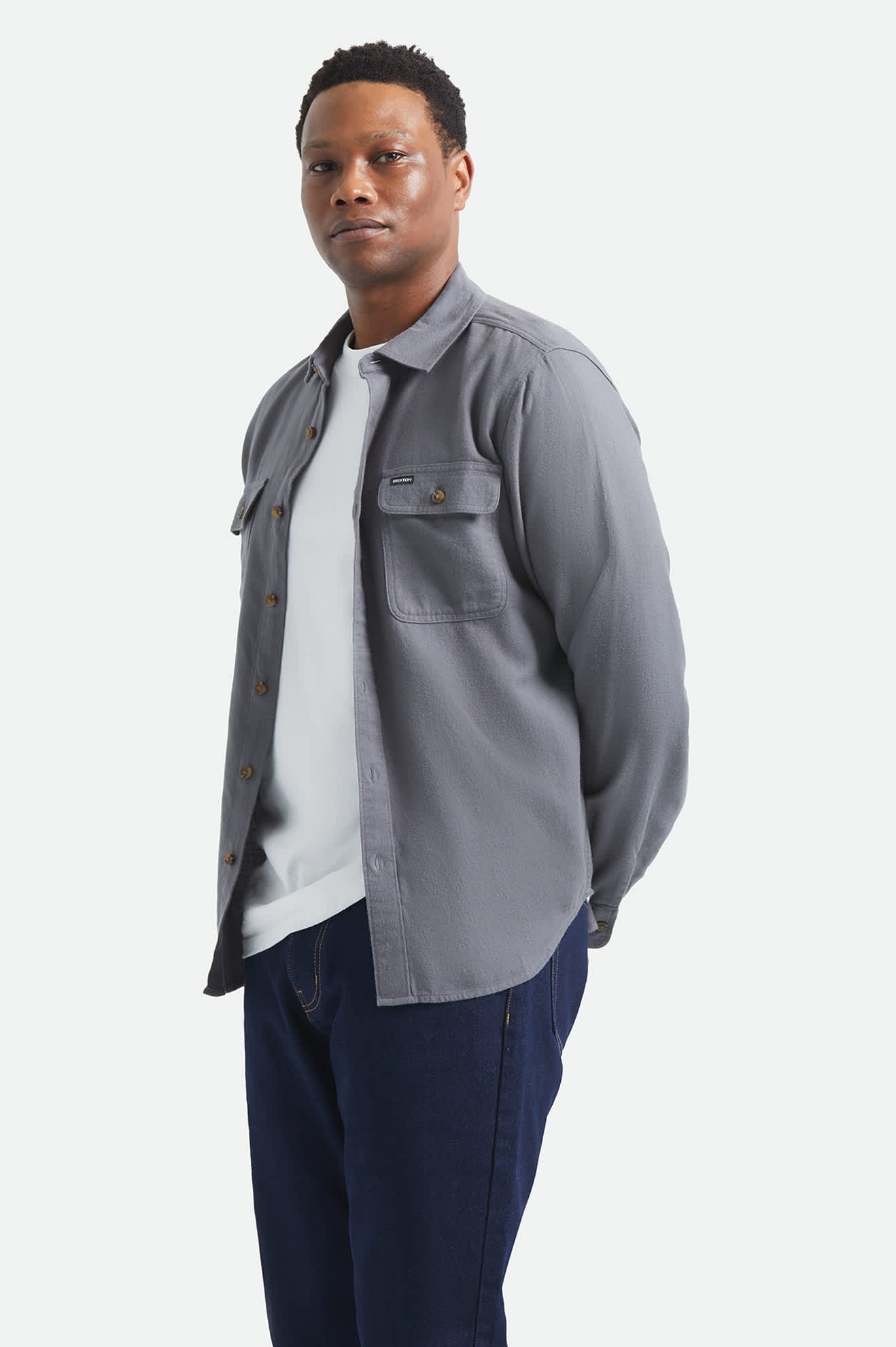 Men's Bowery Lightweight Ultra Soft Flannel in the color Future Grey - Men's Side View