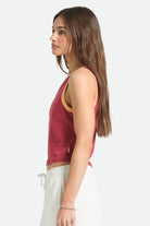 Women's Carefree Organic Garment Dye Cropped Tank in the color Robust Red - Women's Side View