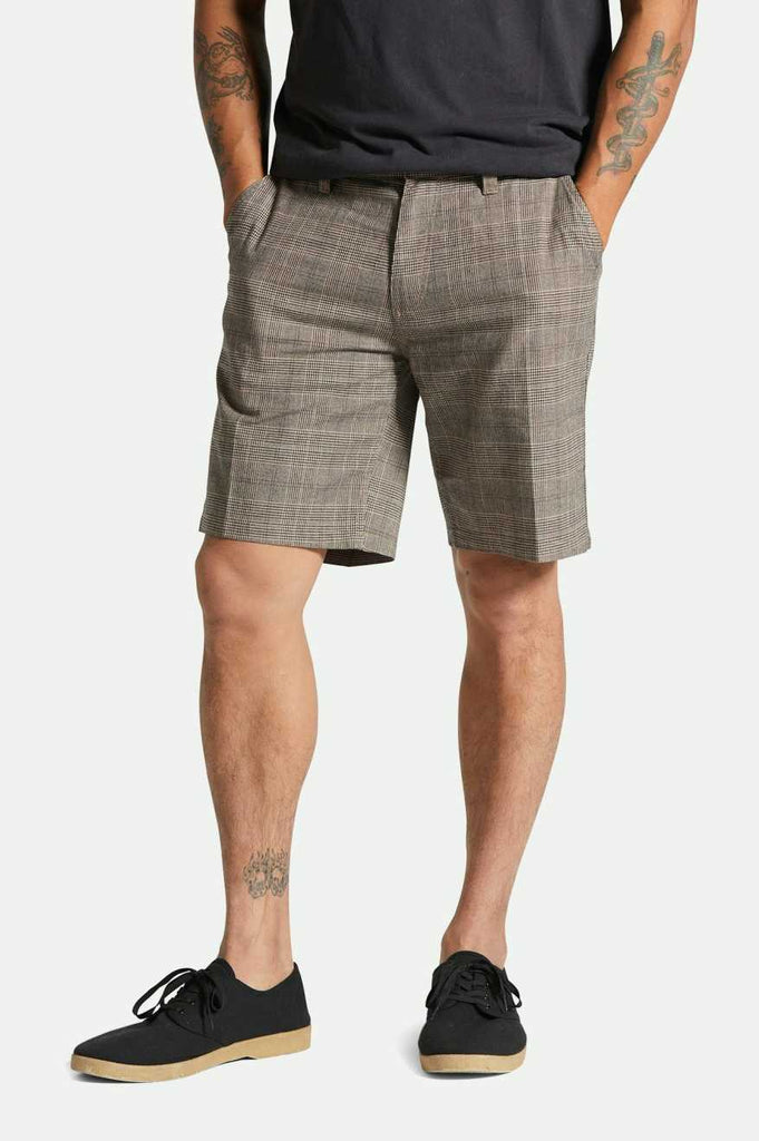 Men's Fit, Front View | Choice Chino Short 9" - Brown/Cream Houndstooth