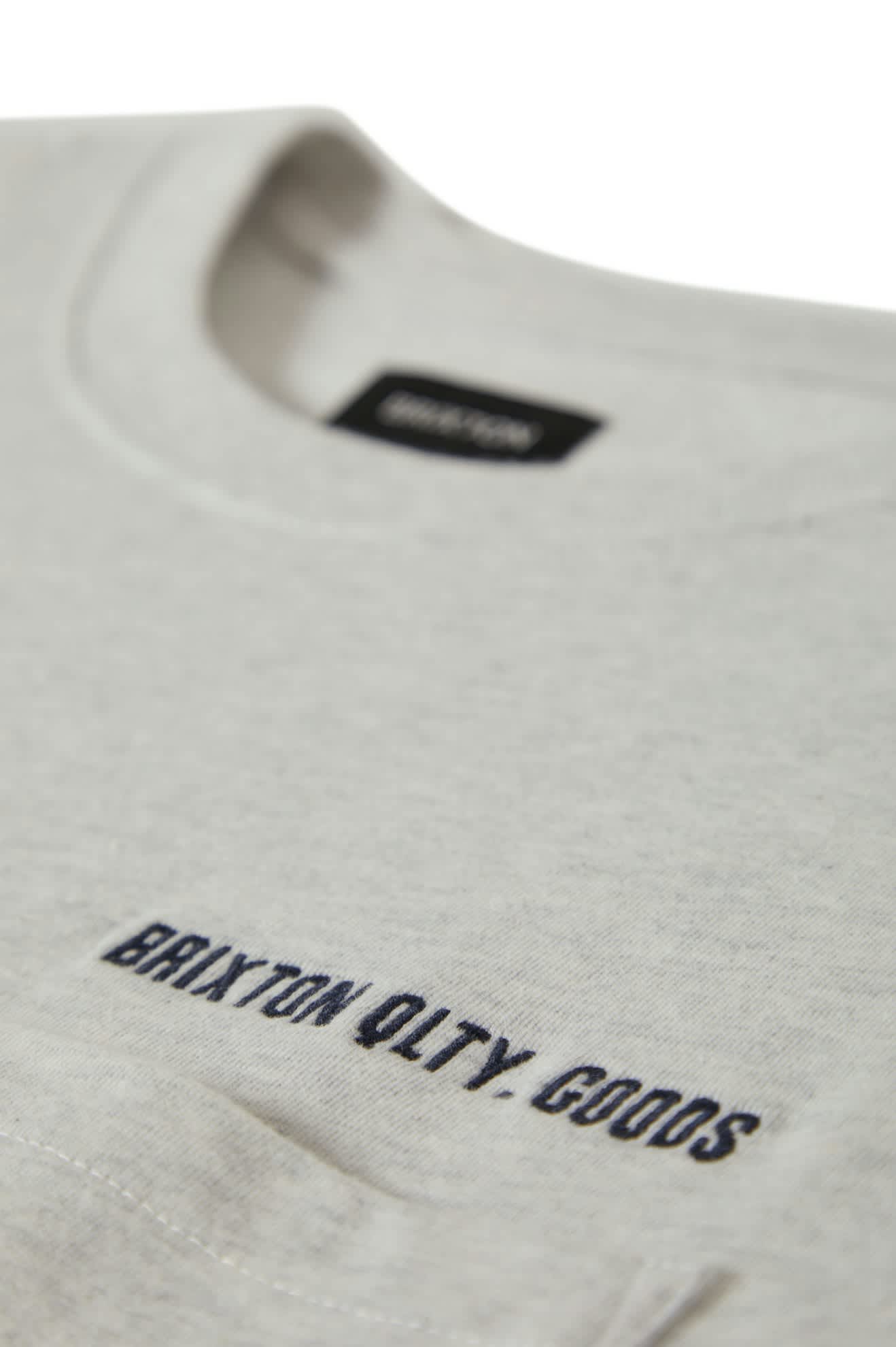 Men's Embroidered Heavyweight S/S Pocket T-Shirt in the color Heather Grey Ash - Additional Laydown image