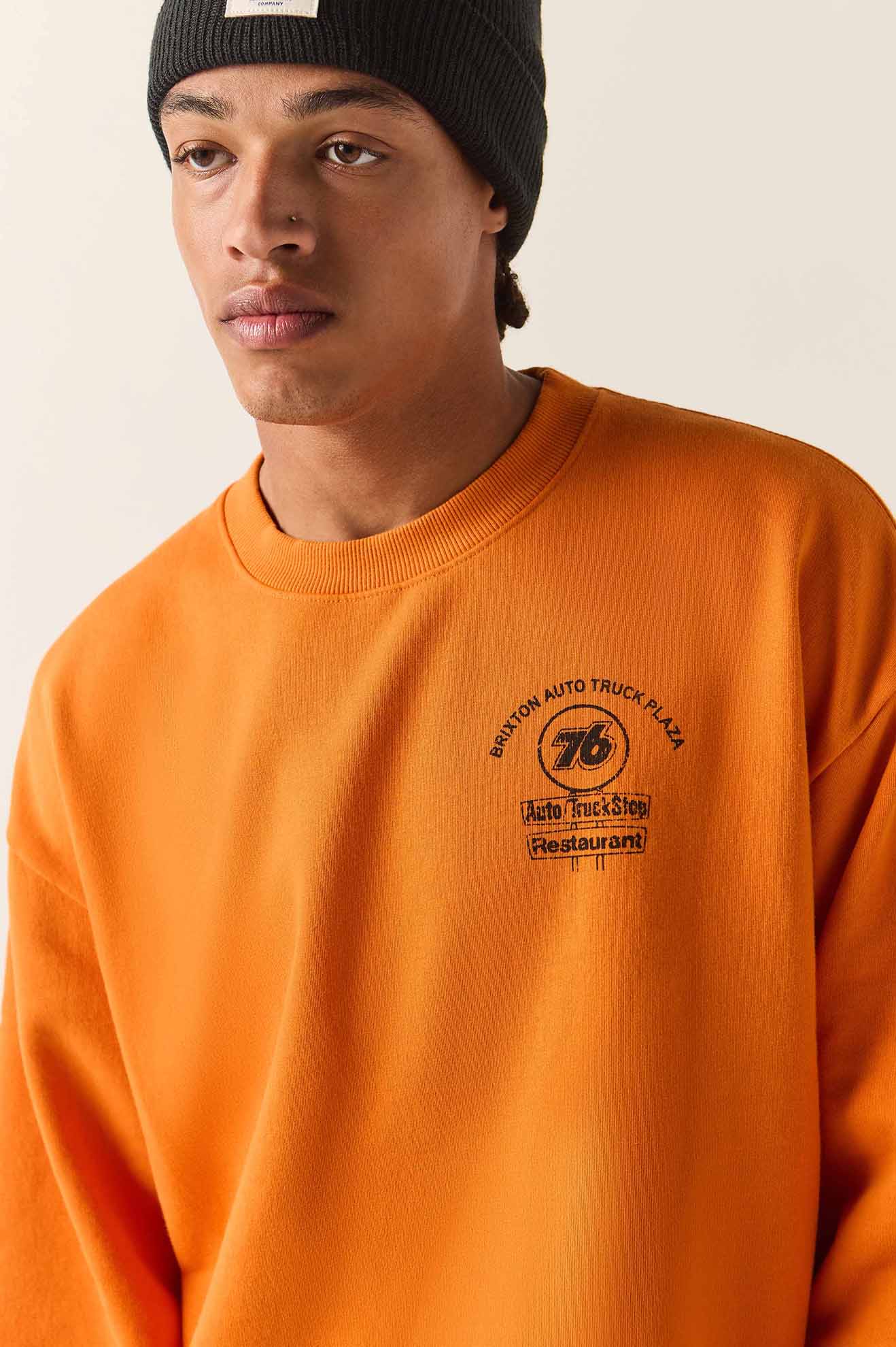 Men's 76 Chopped Crew Fleece in the color Washed Orange - Additional Fit image