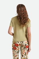 Women's Carefree Organic Garment Dye Perfect T-Shirt in the color Elm - Women's Back View