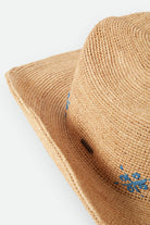 Women's Odessa Straw Packable Cowboy Hat in the color Tan/Sunrise Blue - Additional Laydown image