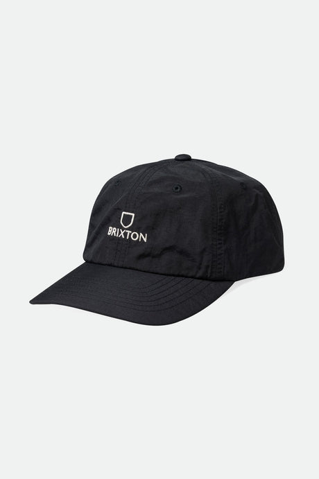 Brixton Men's Alpha LP Adjustable Hat - Black/White Vintage Wash | Profile