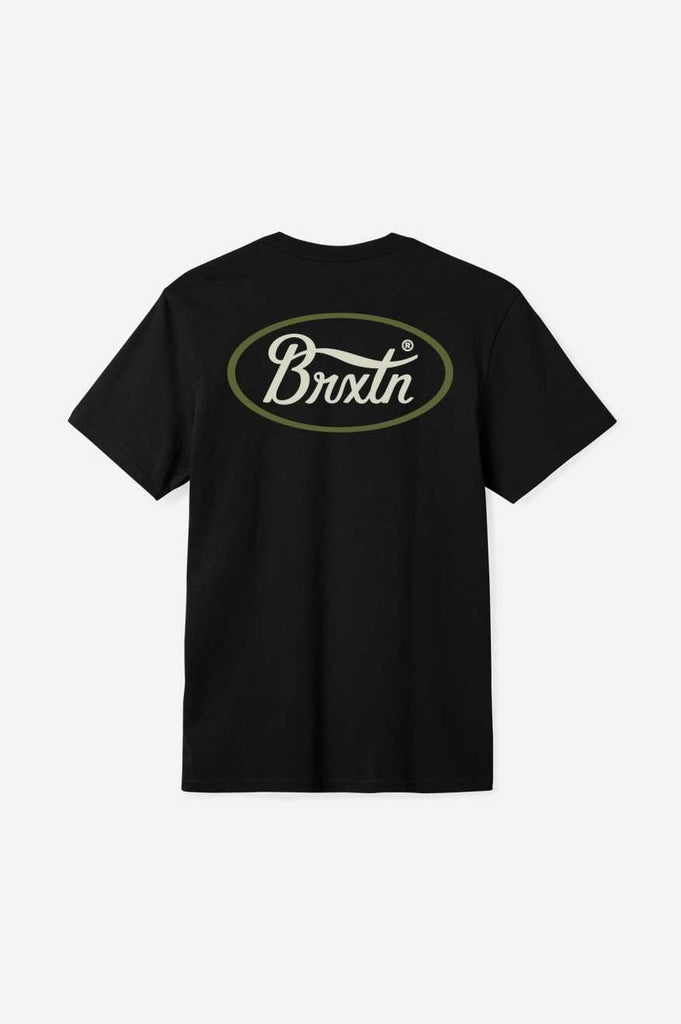 Brixton Men's Parsons S/S Tailored T-Shirt - Black/Bone/Sea Kelp | Back