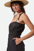 Women's Eden Smocked Jumpsuit in the color Black - Additional Fit image