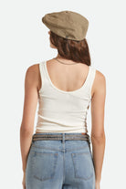 Unisex Brood Newsboy Cap in the color Dark Tan/Black Hickory Stripe - Women's Back View
