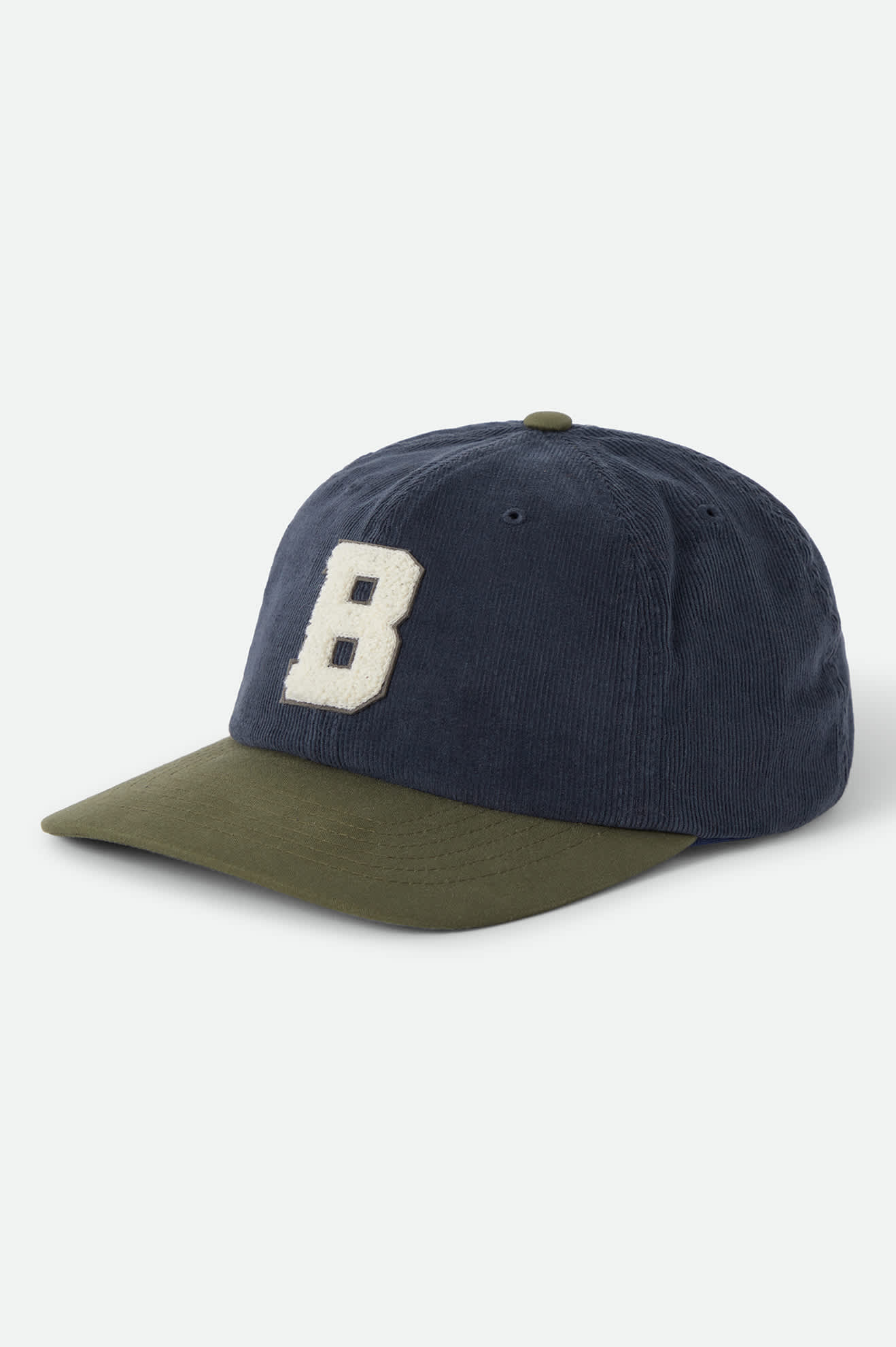 Unisex Big B Adjustable Hat in the color Washed Navy/Dark Olive - Front Product View