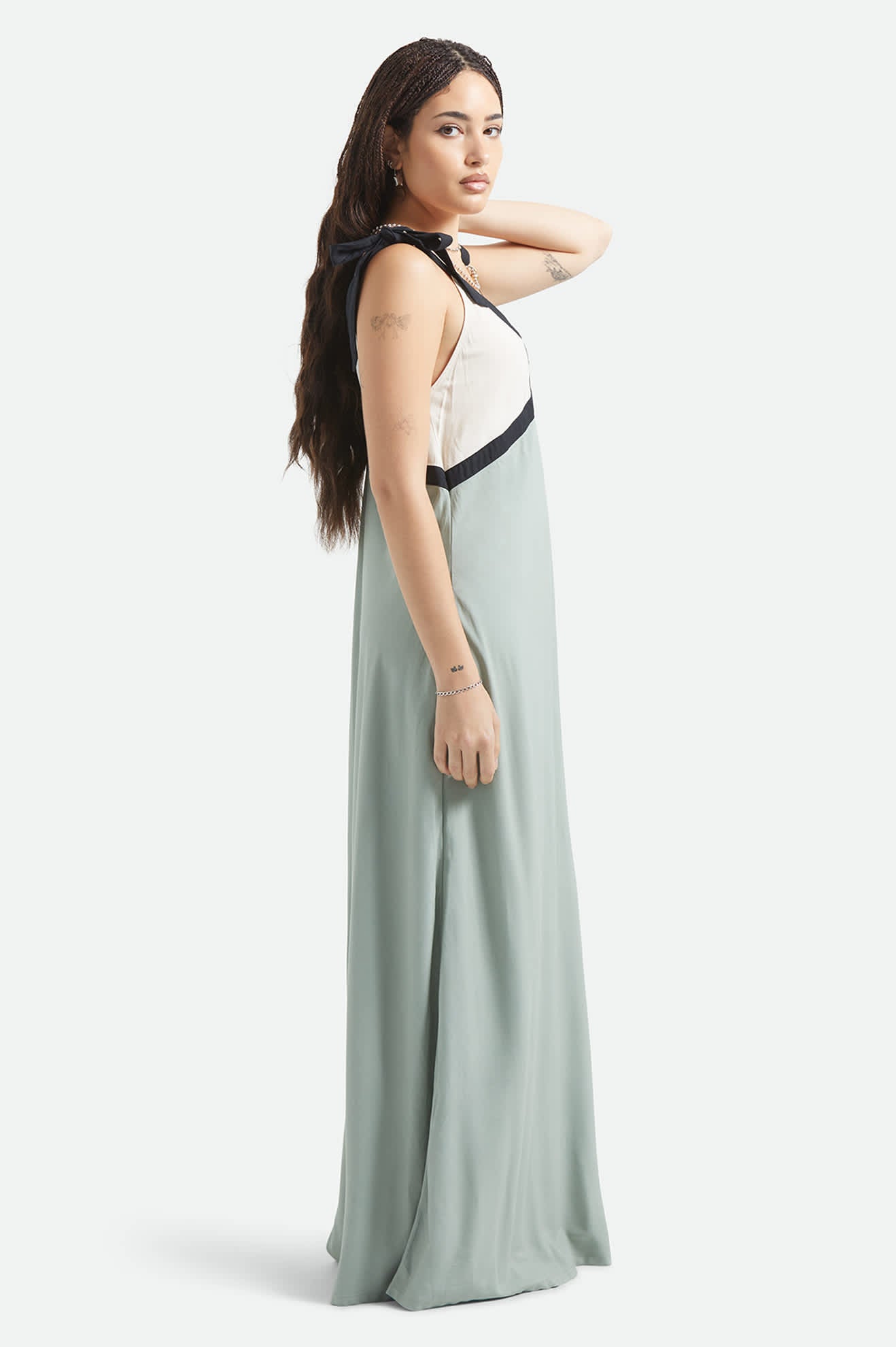 Women's Sunset Tie Slip Dress in the color Sage Green/Whitecap - Women's Side View