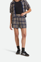 Women's Crochet Short in the color Mood Indigo/Off White - Women's Front View