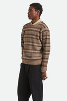 Men's Midnight Crew Sweater in the color Multi Neutral Stripe - Men's Side View