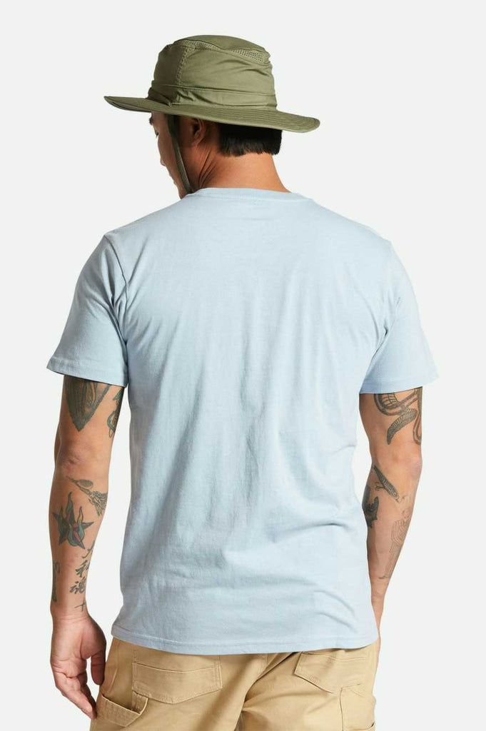Men's Fit, Back View | Premium Cotton S/S Tailored T-Shirt - Dusty Blue