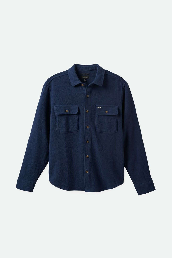 Brixton Men's Bowery Textured Loop Twill L/S Overshirt - Washed Navy | Main