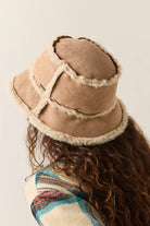 Women's Ellee Cozy Bucket Hat in the color Toffee Faux Fur - Women's Back View