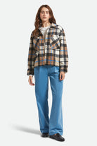 Women's Bowery Women's Soft Brushed Flannel in the color Washed Black/Sand - Additional Fit image