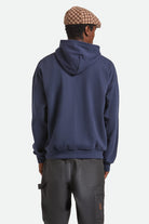 Men's Embroidered Heavyweight Oversized Hoodie in the color Mood Indigo - Men's Back View