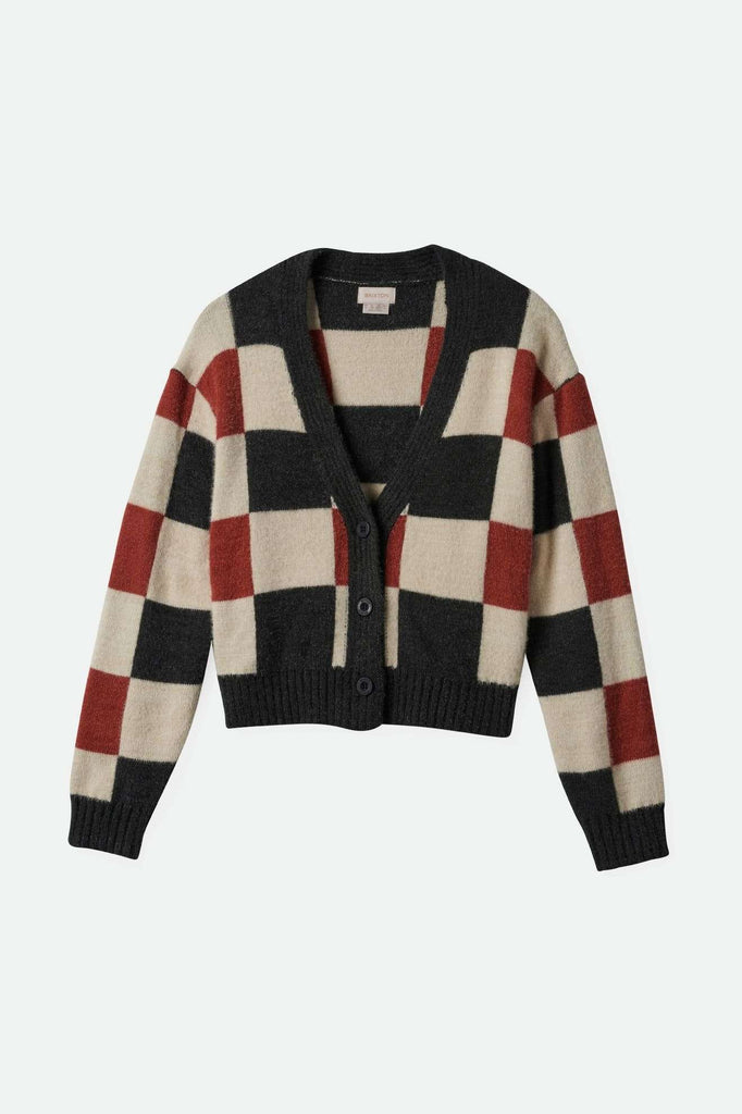 Women'sRivington Crew Cardigan - Cowhide/Whitecap/Black Check| Main