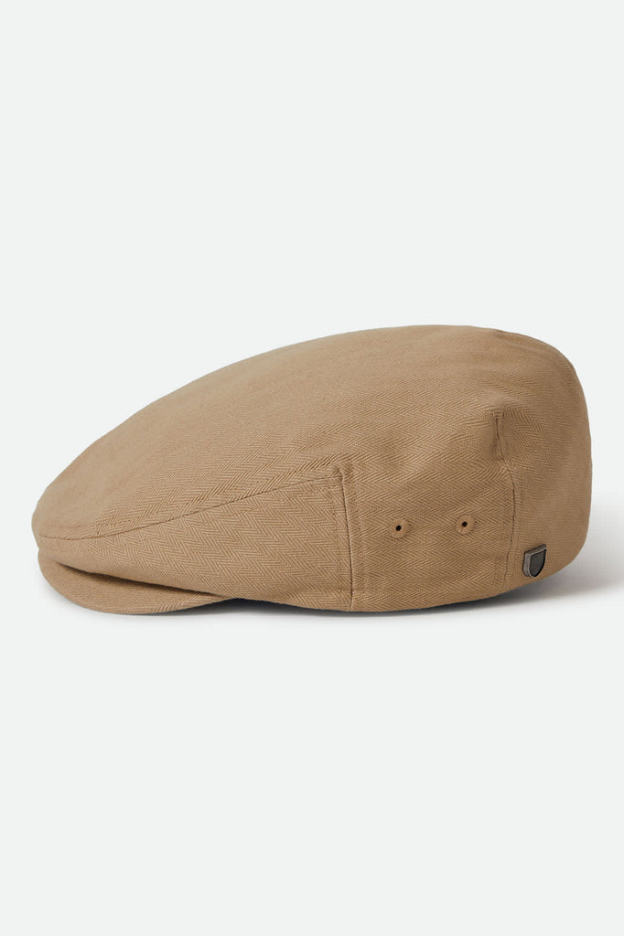 Unisex Hooligan Lightweight Flat Cap in the color Khaki/Sand Herringbone - Additional Laydown image