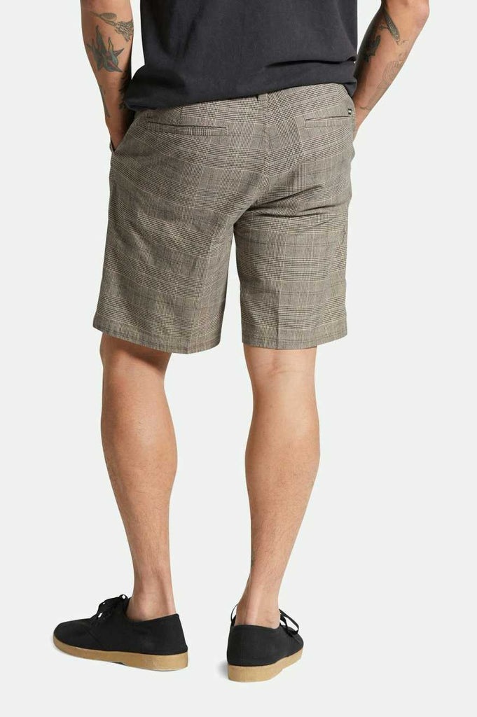 Men's Fit, Back View | Choice Chino Short 9" - Brown/Cream Houndstooth