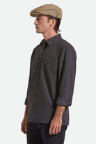 Unisex Brood Newsboy Cap in the color Dark Tan/Black Hickory Stripe - Men's Side View