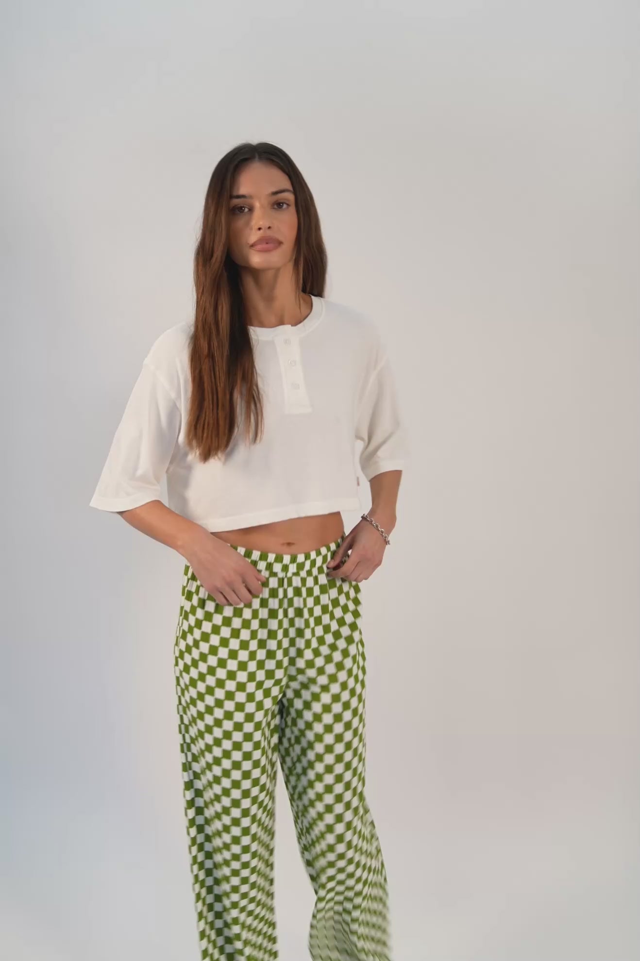 Women's The Lola Lounge Pant in Sublime Green Checkerboard