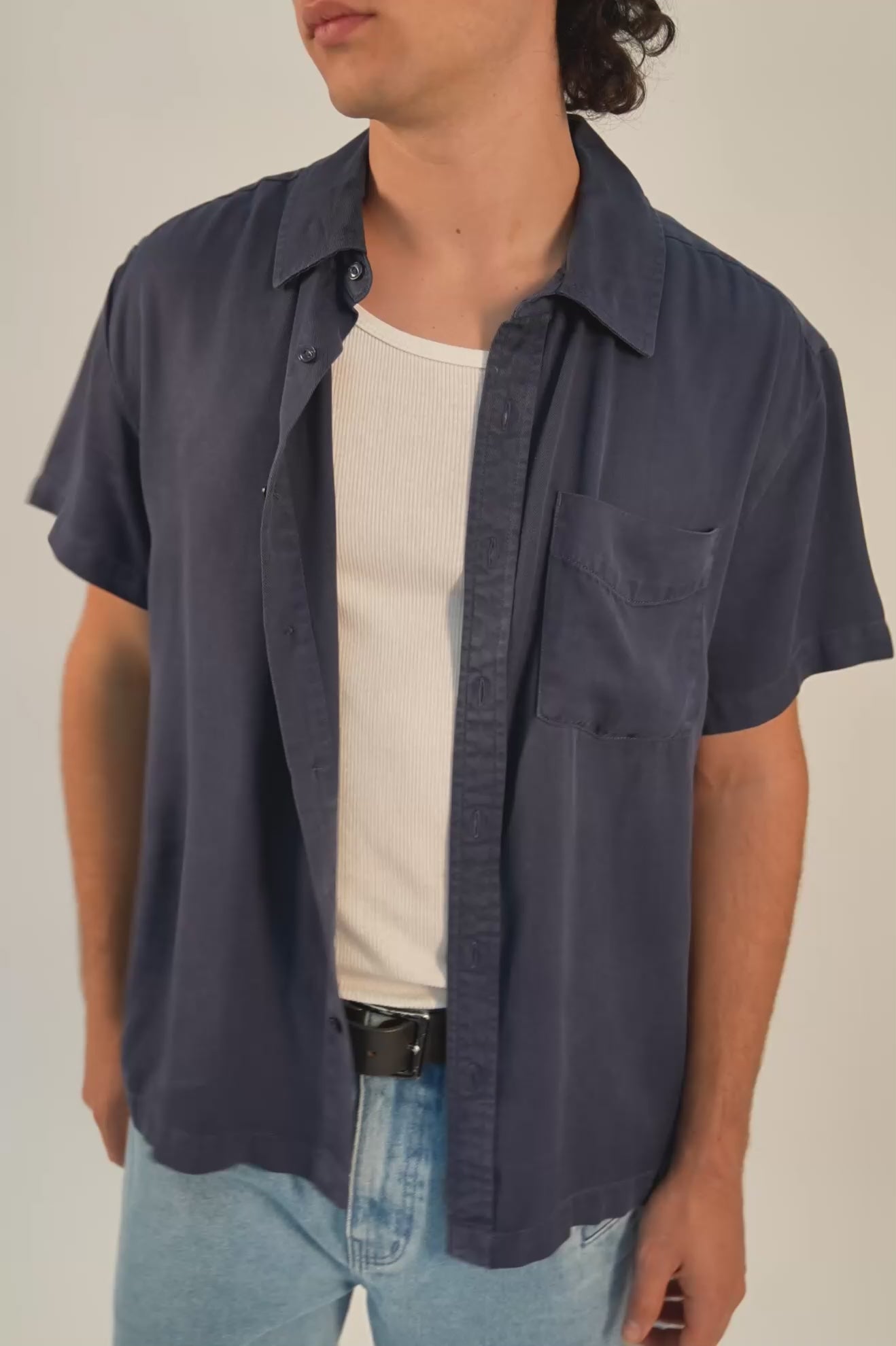 Men's Cooling Comfort Short Sleeve Shirt in Midnight Navy