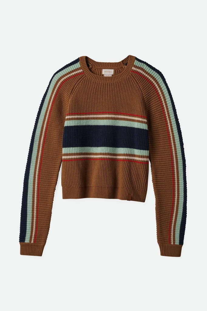 Brixton Women's Racing Stripe Crew Sweater - Washed Copper | Main