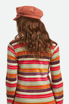 Women's Fiddler Fisherman Cap in the color Terracota Brushed Satin - Women's Back View