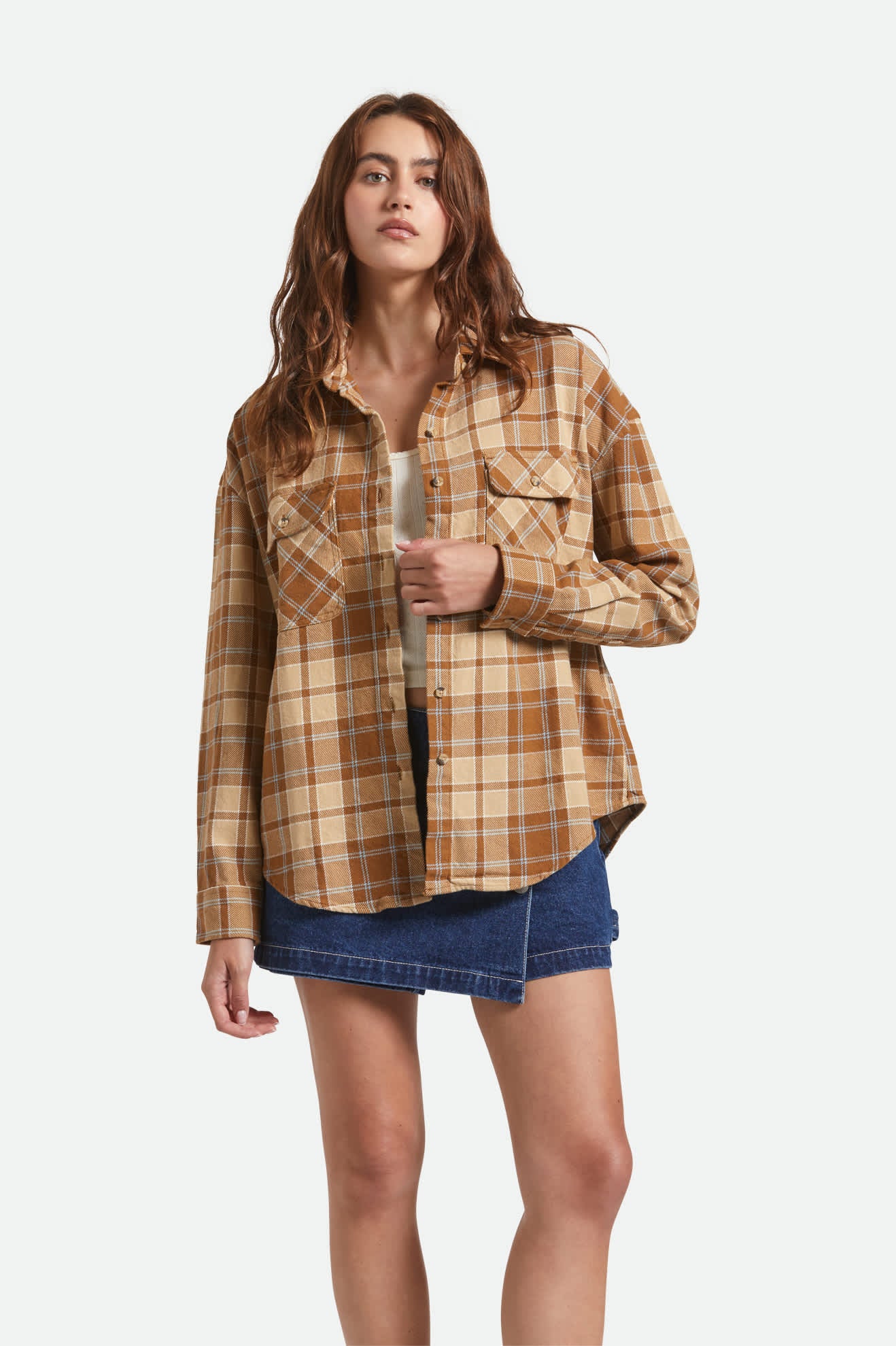 Women's Bowery Vintage L/S Overshirt in the color Washed Copper - Women's Front View