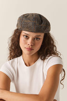 Unisex Brood Newsboy Cap in the color Slate Blue/Sepia/Orange - Additional Fit image