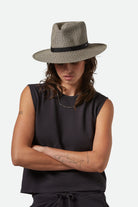 Women's Carolina Straw Packable Travel Hat in the color Black/Natural - Women's Front View