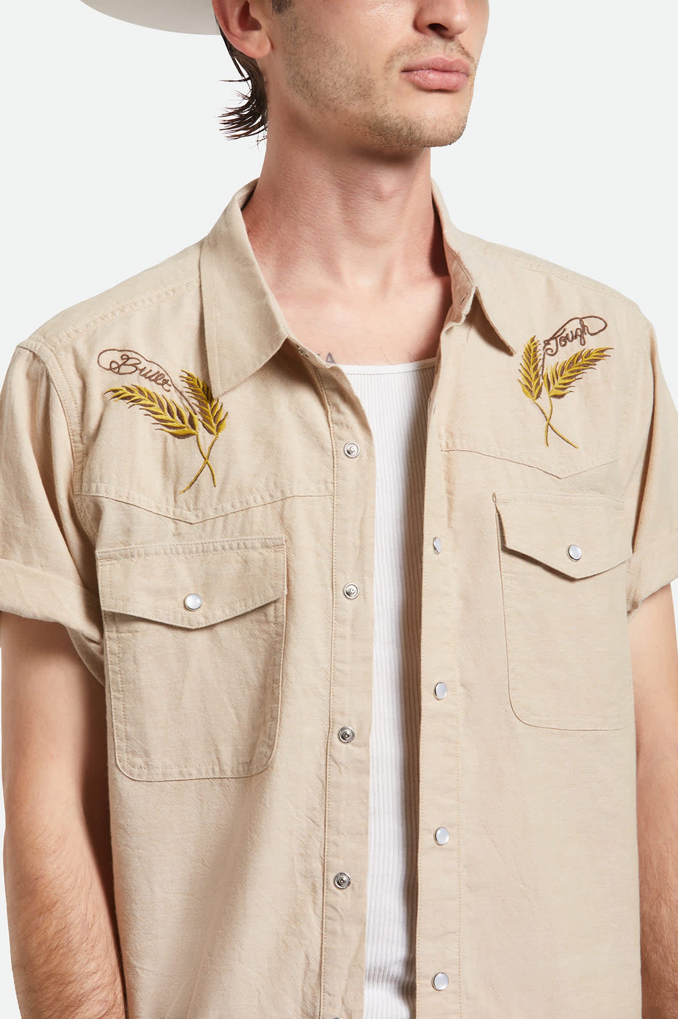 Men's Ford S/S Western Shirt in the color Khaki - Additional Fit image