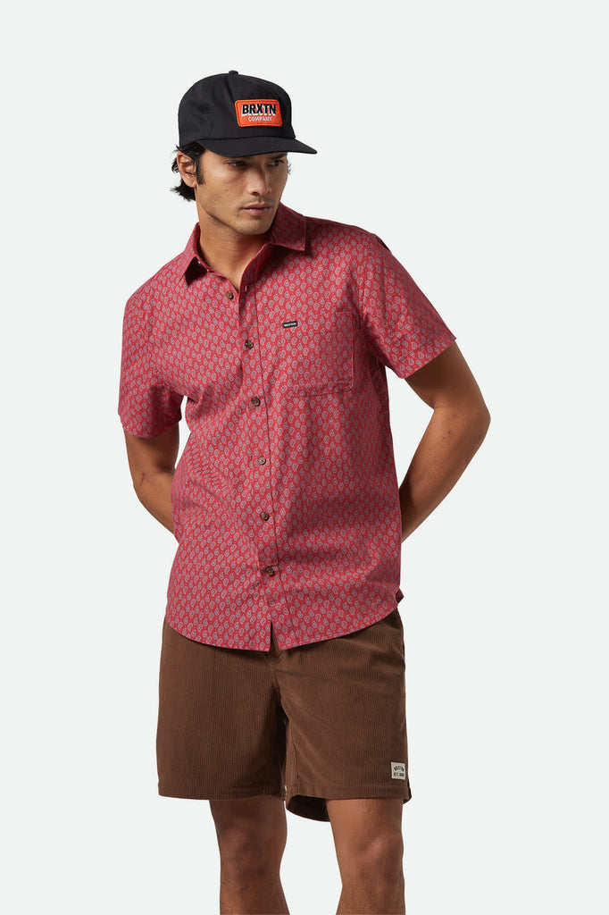 Men's Charter Print S/S Shirt in the color Rust Red/Paisley - Men's Front View