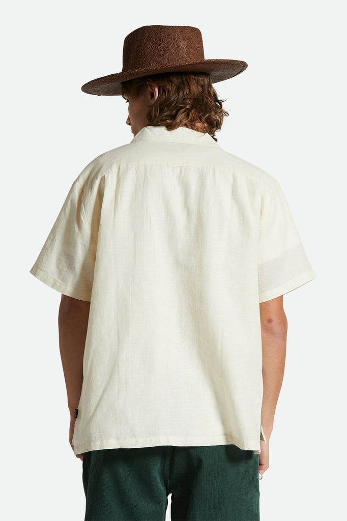 Men's Fit, Back View | Bunker Linen Blend S/S Camp Collar Shirt - Whitecap