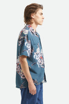 Men's Bunker Vacation Short Sleeve Camp Collar Shirt in the color Midnight Blue - Men's Side View