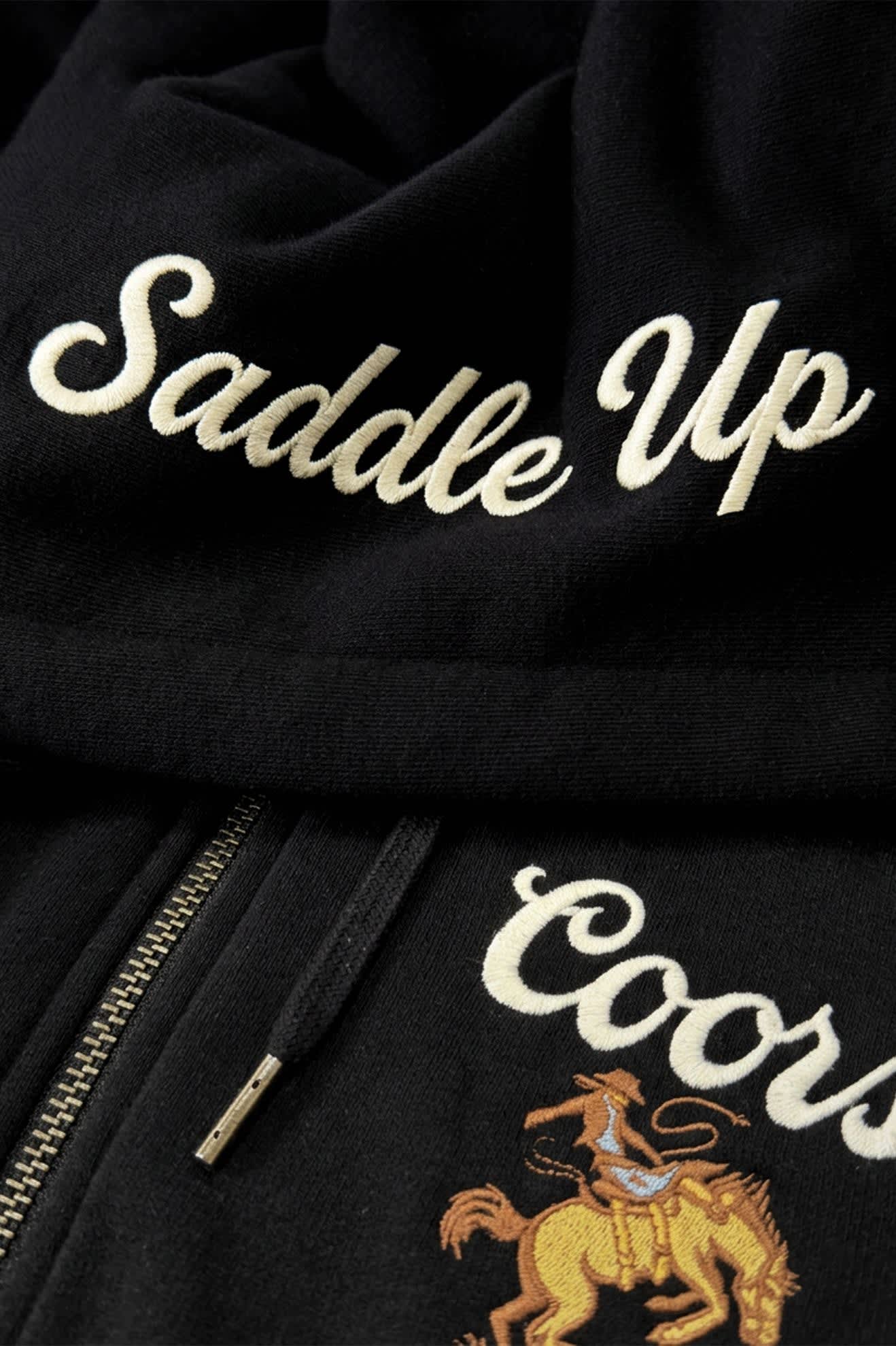 Women's Coors Saddle Full Zip Hoodie in the color Black - Additional Laydown image