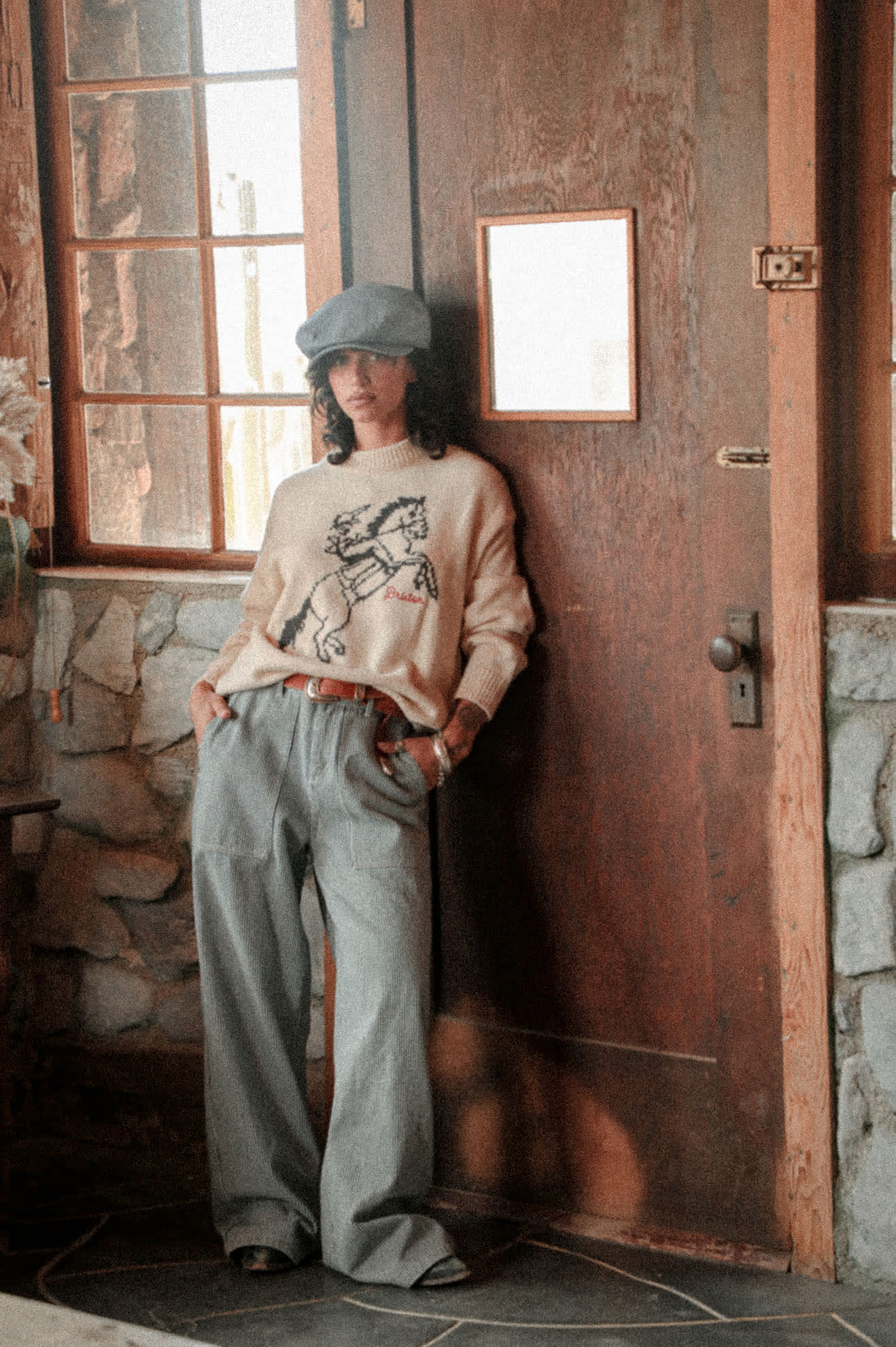 Unisex Barrel Alpha Snap Cap in the color Light Stone Wash Denim - Women's Lifestyle image