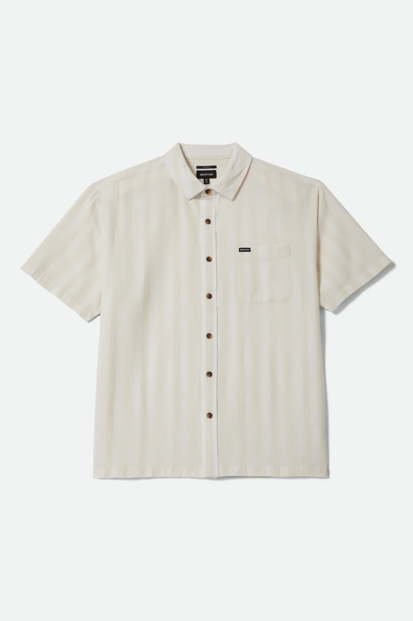Men's Charter Stripped Dobby Short Sleeve Shirt in the color Off White - Front Product View