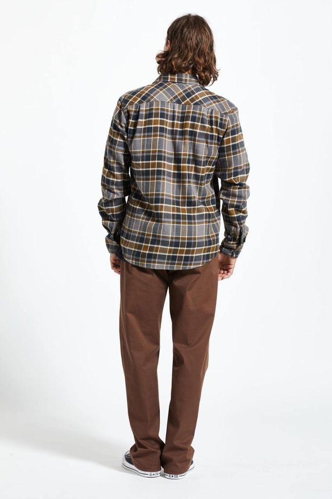 Brixton Bowery L/S Flannel - Black/Desert Palm/Beige