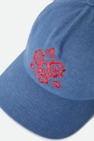 Women's Lola Embroidered Adjustable Hat in the color Light Washed Denim - Additional Laydown image
