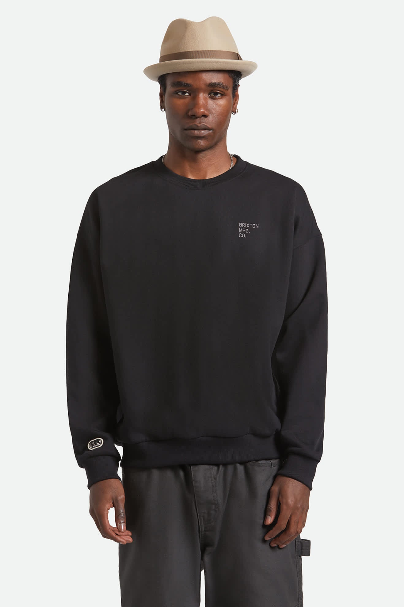 Unisex Gain Fedora in the color Sand/Antique Brass - Men's Front View