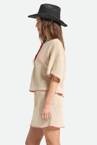 Women's The Crochet Cover Up in the color Timeless Taupe - Women's Side View