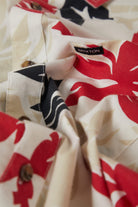Men's Charter Print Short Sleeve Shirt in the color Off White/Black/Red Palm Floral - Additional Laydown image