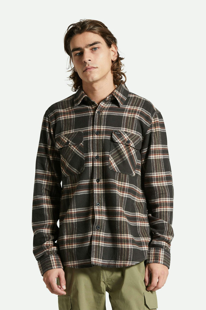 Men's Fit, Front View | Bowery Flannel - Black/Charcoal/Off White