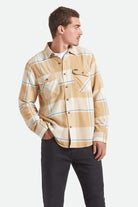 Men's Bowery Flannel in the color Whitecap/Sand/Cyber Blue - Men's Front View