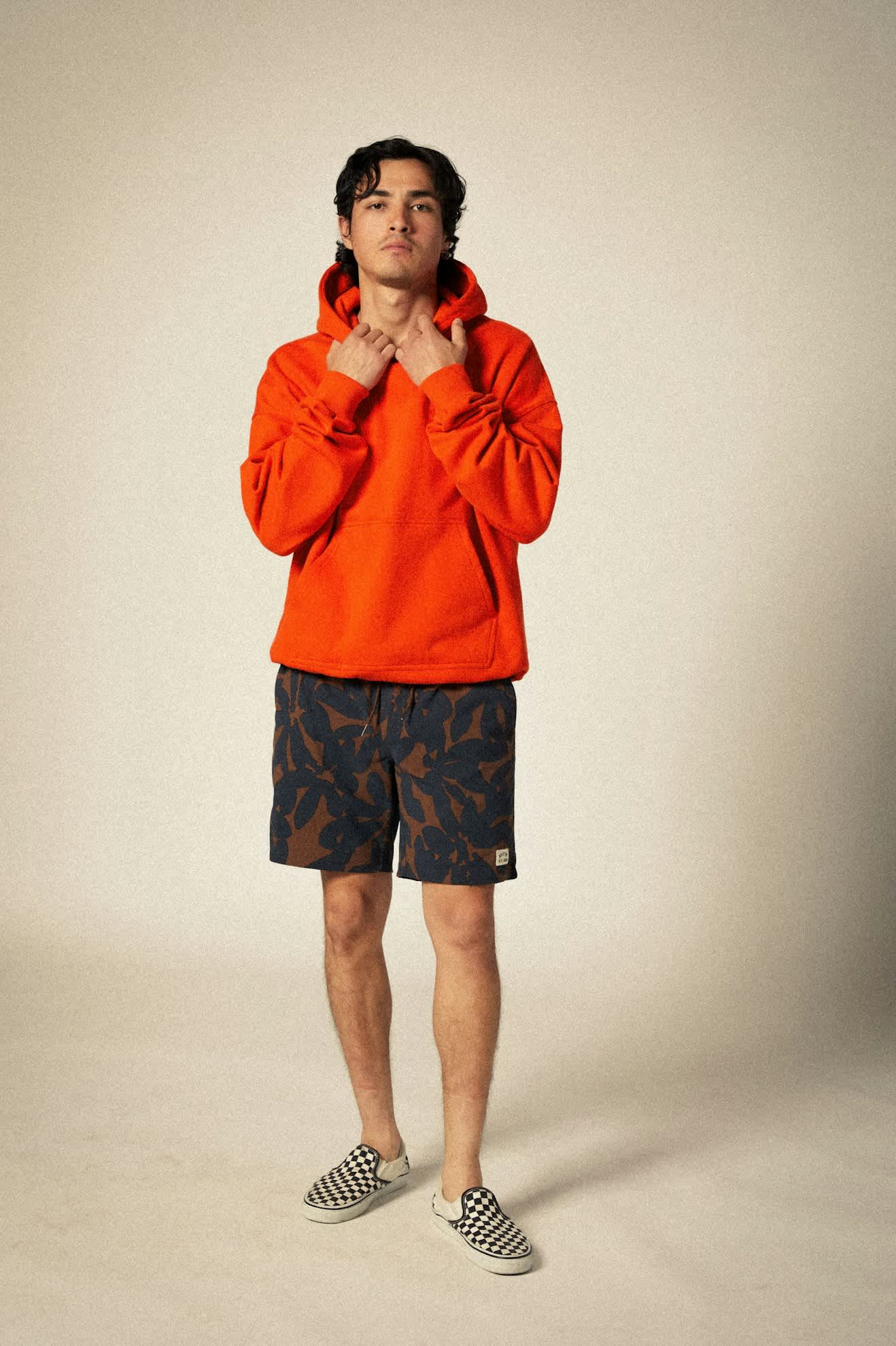 Men's Embroidered Heavyweight Oversized Hoodie in the color Trail Orange - Additional Fit image