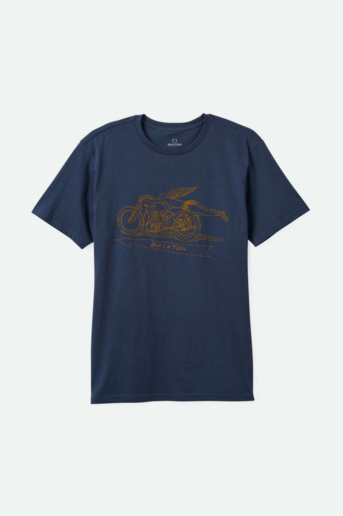 Brixton Men's 20th Anniversary Flyer S/S Tailored T-Shirt - Washed Navy | Main