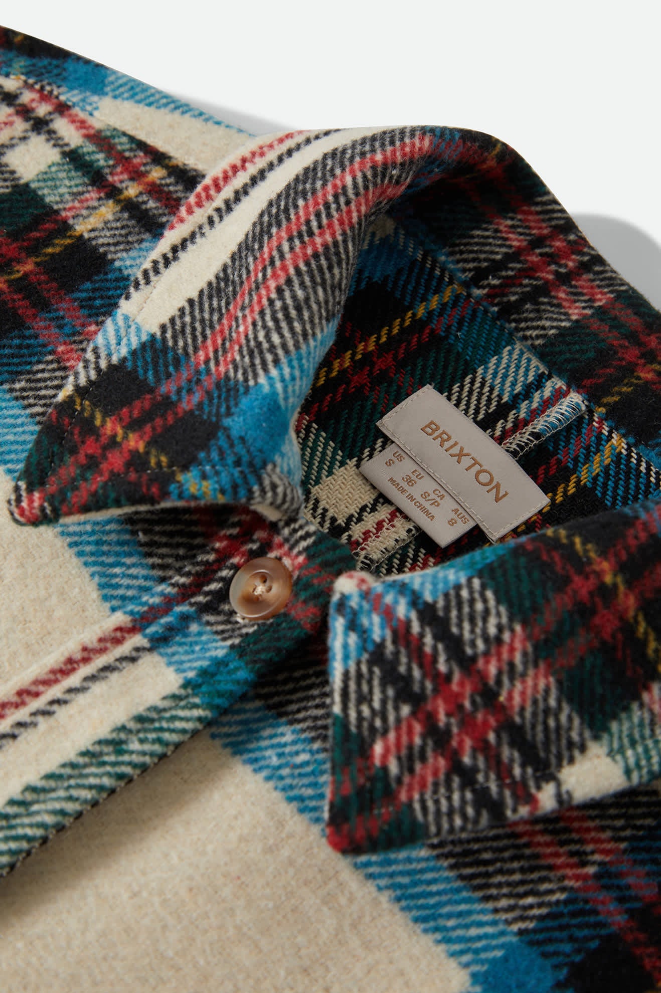 Women's Bowery Women's Soft Brushed Flannel in the color Off White Black/Tranquil Blue - Additional Laydown image