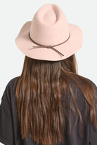Unisex Wesley Fedora in the color Silver Pink/Pinecone - Women's Back View