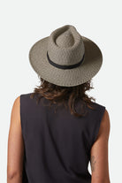 Women's Carolina Straw Packable Travel Hat in the color Black/Natural - Women's Back View